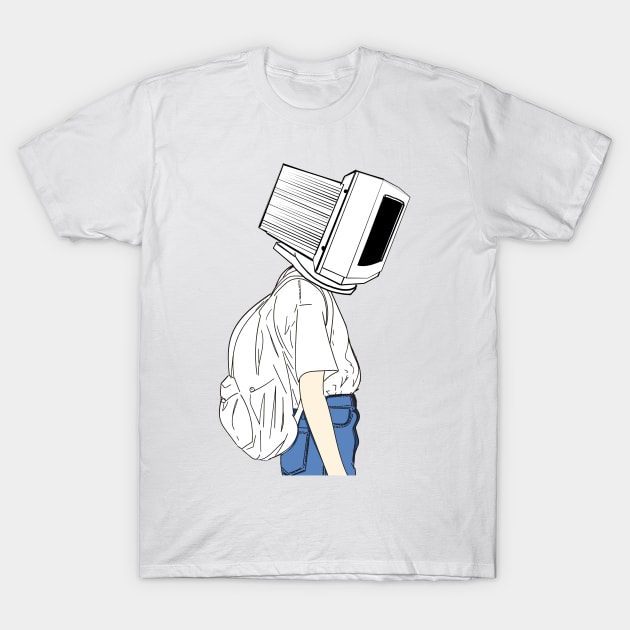 Coder girl computer head T-Shirt by avogel